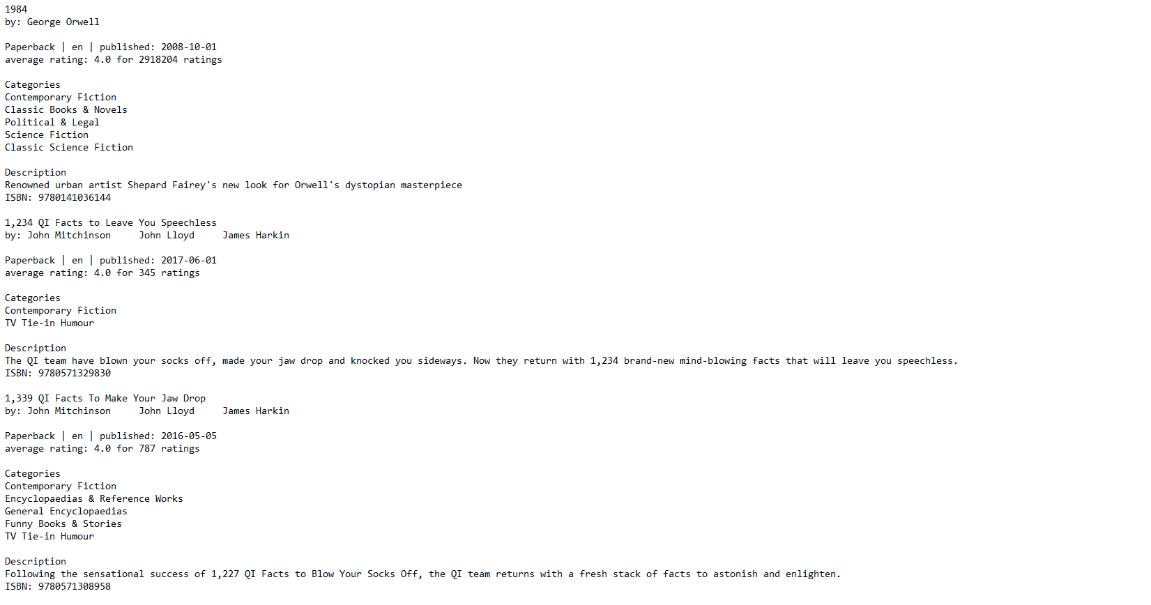 Goodreads Book Catalogue